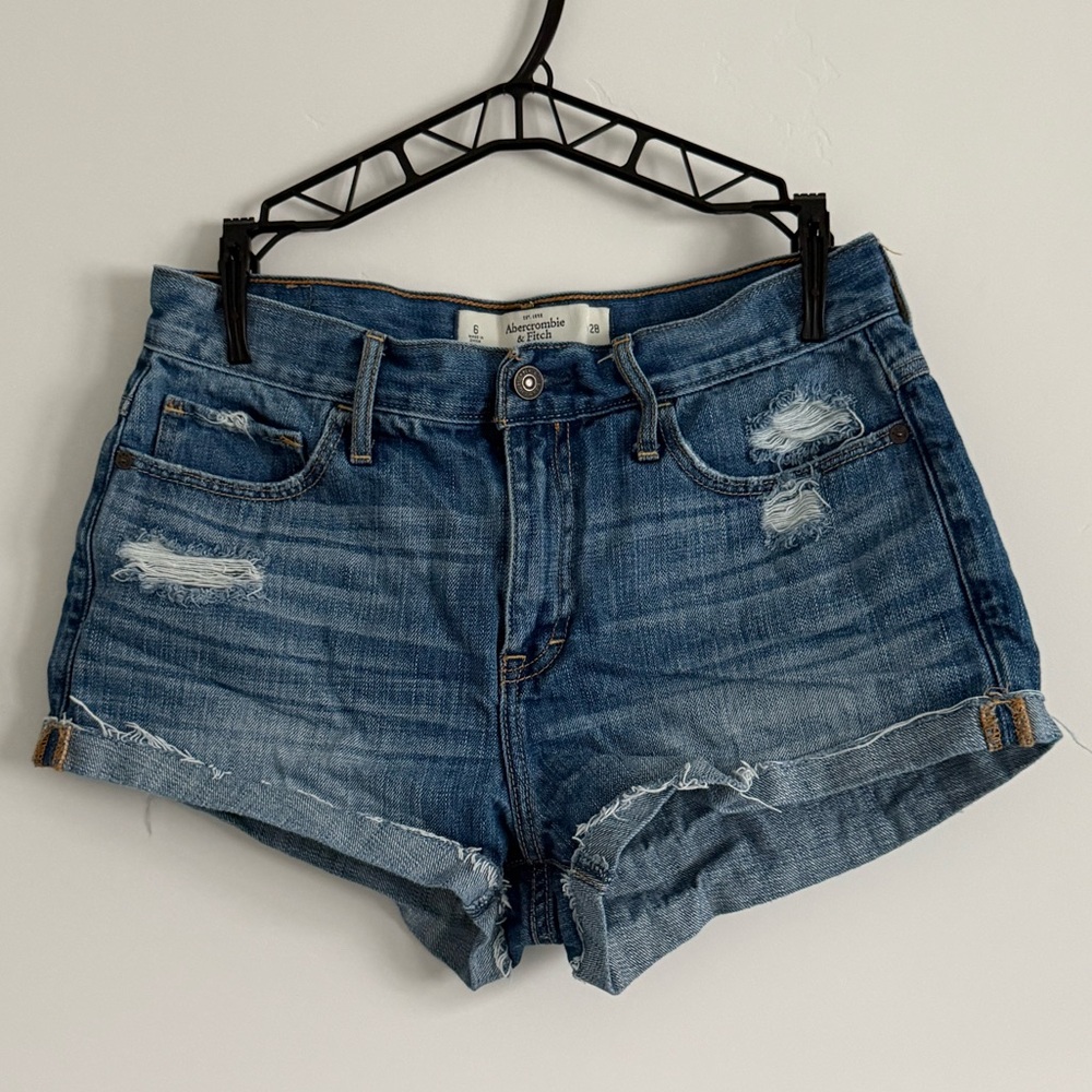 Abercrombie & Fitch Blue Distressed Jean Shorts